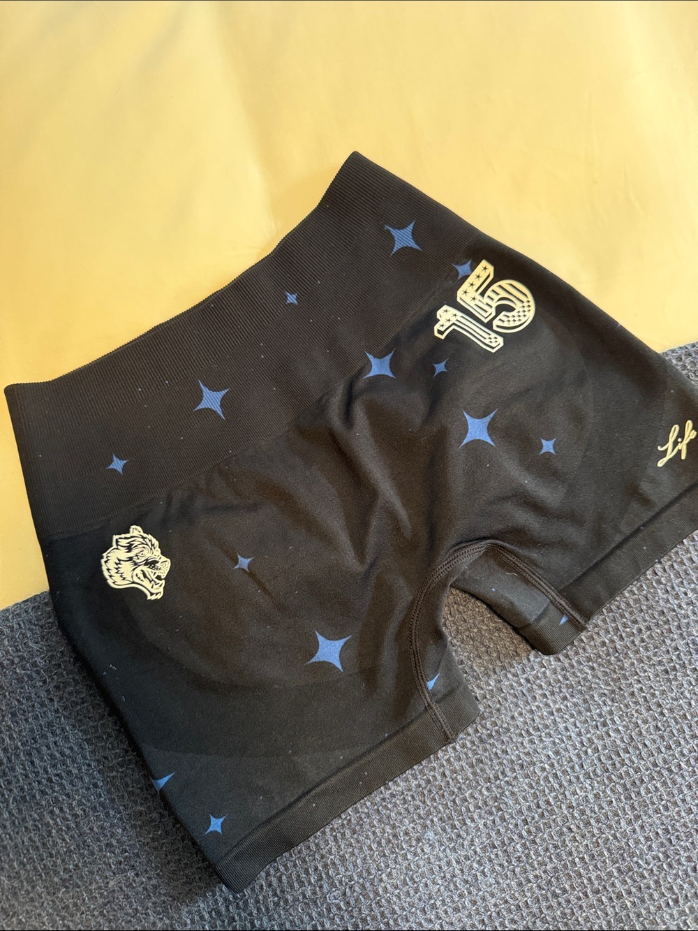 Darc Sport Black athletic Shorts with Blue Star Print